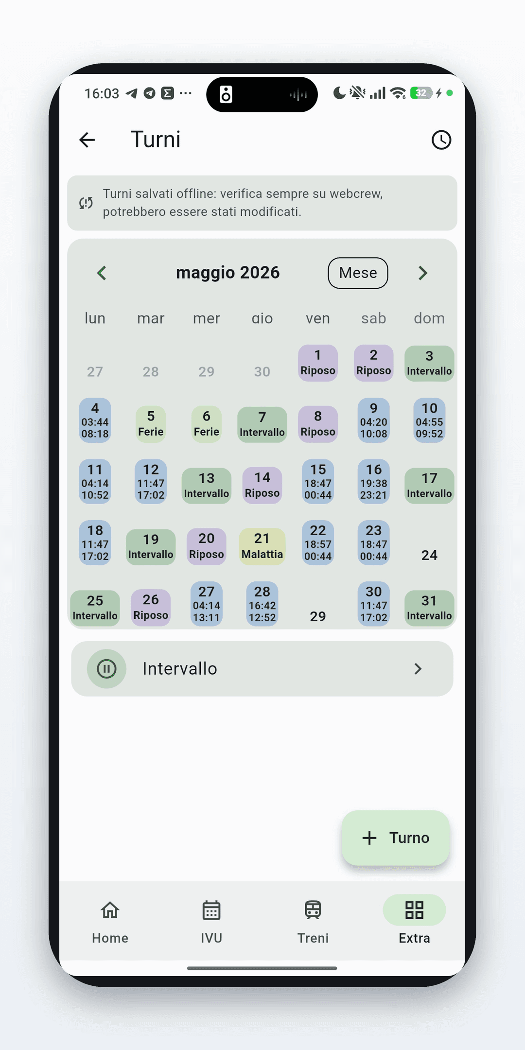 Schermata dell'app Via Libera