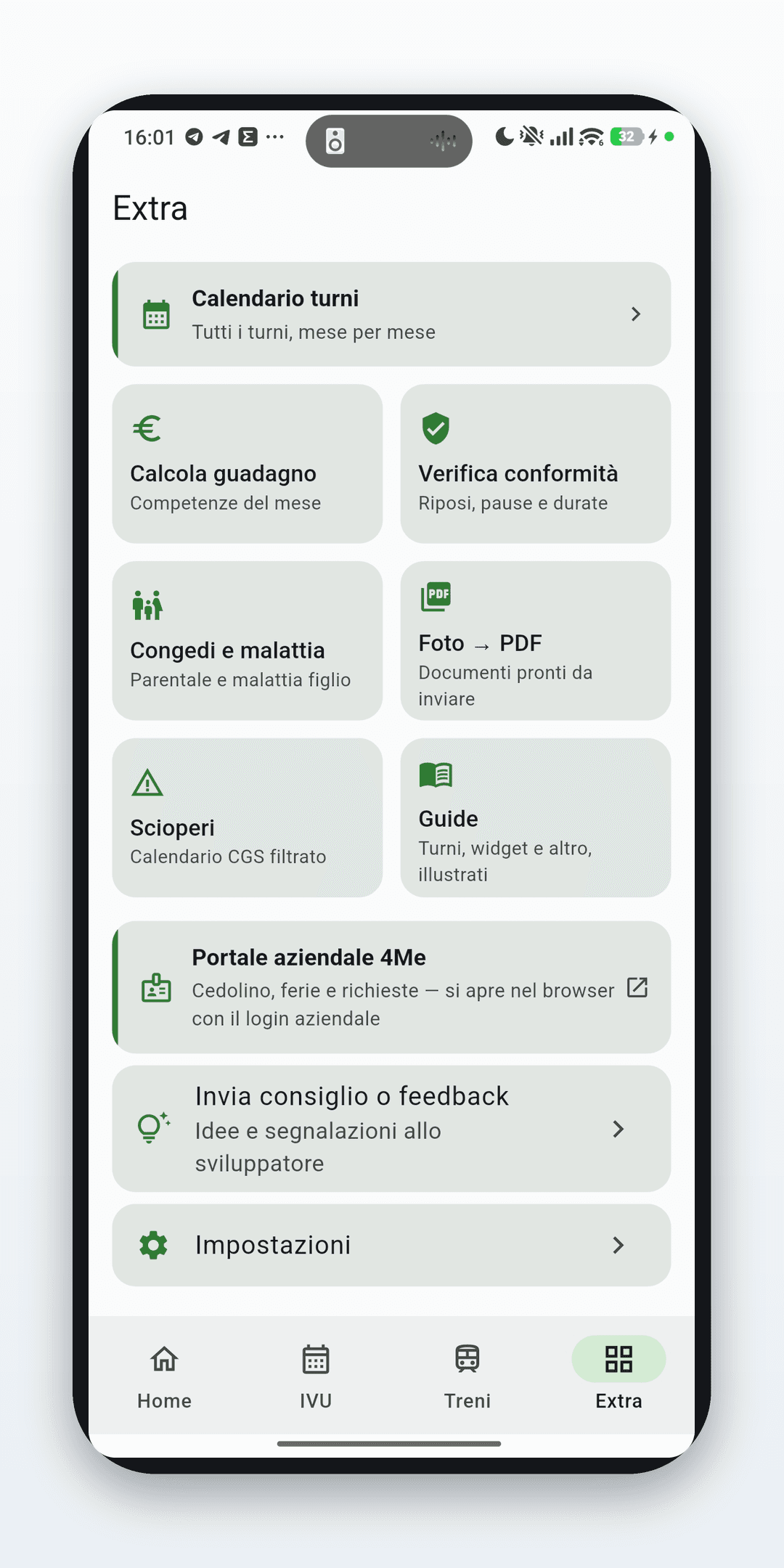 Schermata dell'app Via Libera